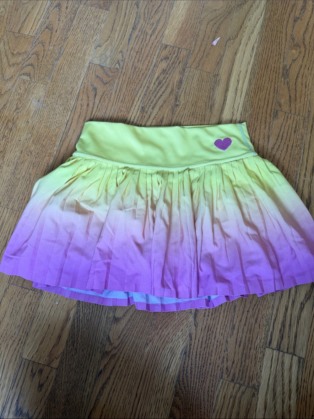 Theme Girls Ombre Yellow to Purple Pleated Skirt with Heart